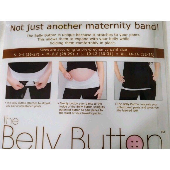 Brand NEW XL White "The Belly Button" Maternity Extender Converts Pre Baby Pants - Picture 6 of 6